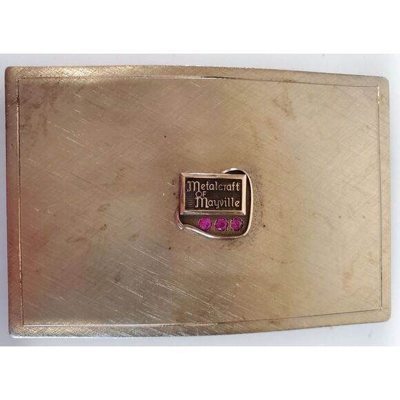 Tony Lama Belt Blk 30 w/ VTG Metalcraft Mayville Brushed Gold Buckle w/ Gems USA - Picture 12 of 16